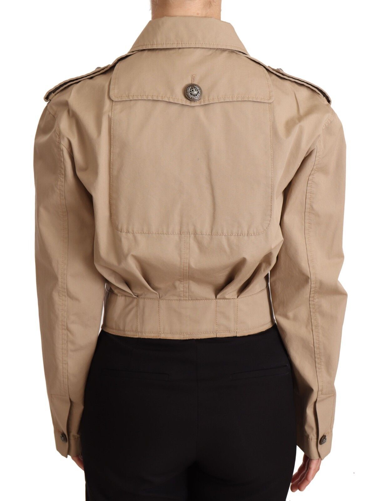 Elegante Cropped Jacket aus Baumwolle in Beige