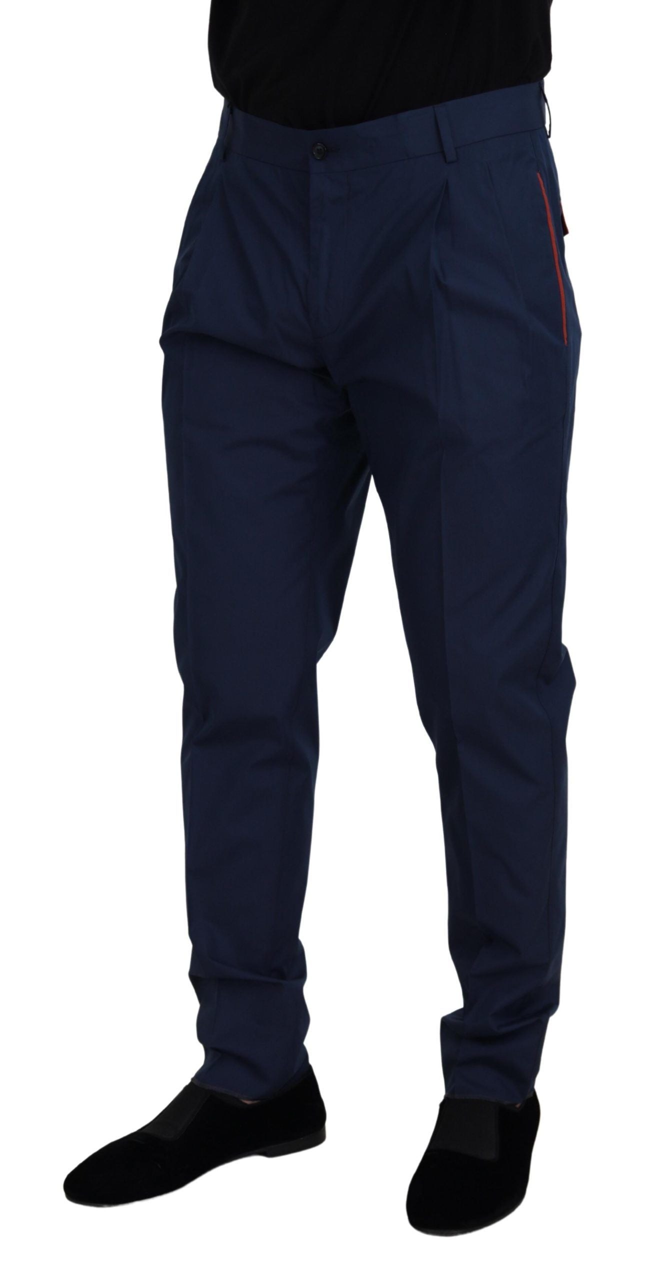 Elegante Slim Fit Chinos aus blauer Seidenmischung