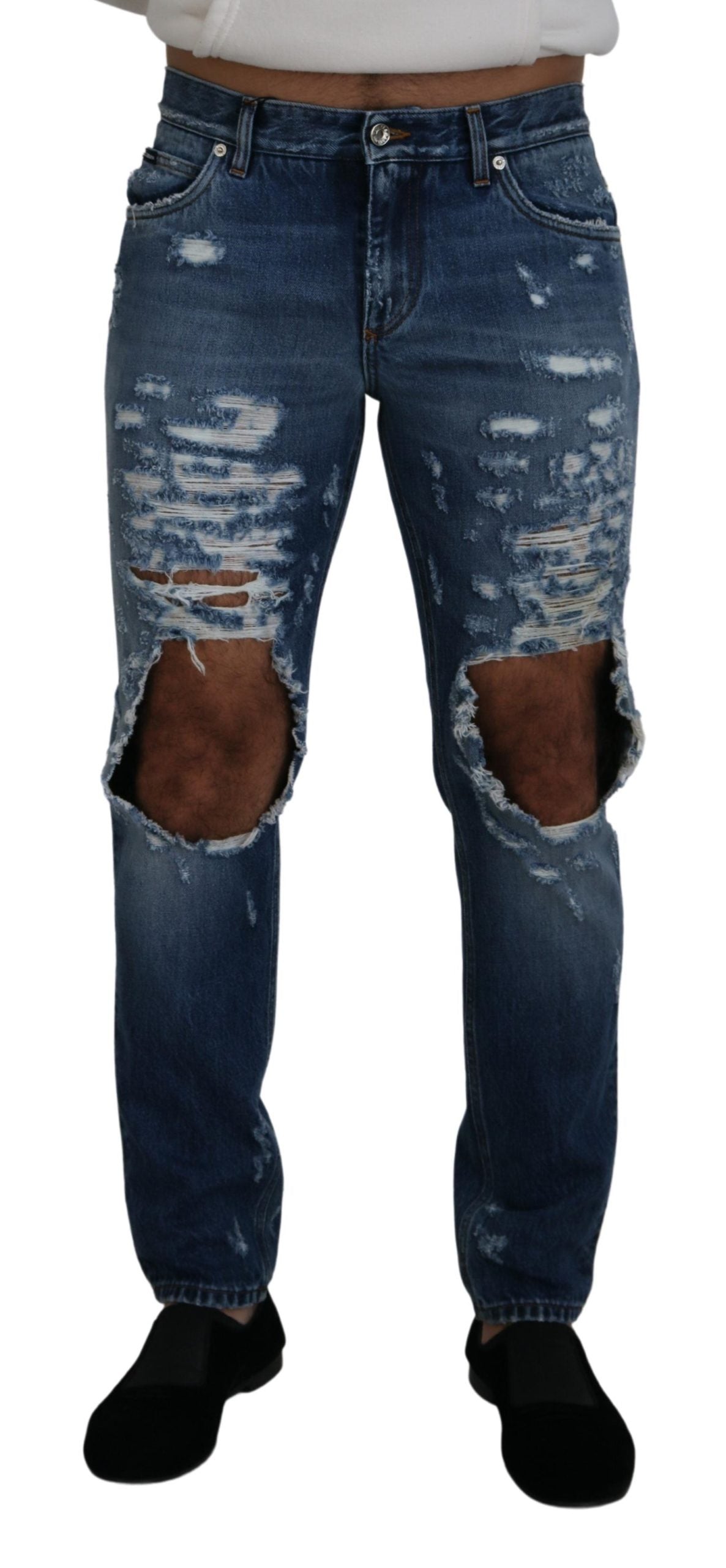 Schicke zerschlissene Denim-Hosen für den modernen Mann