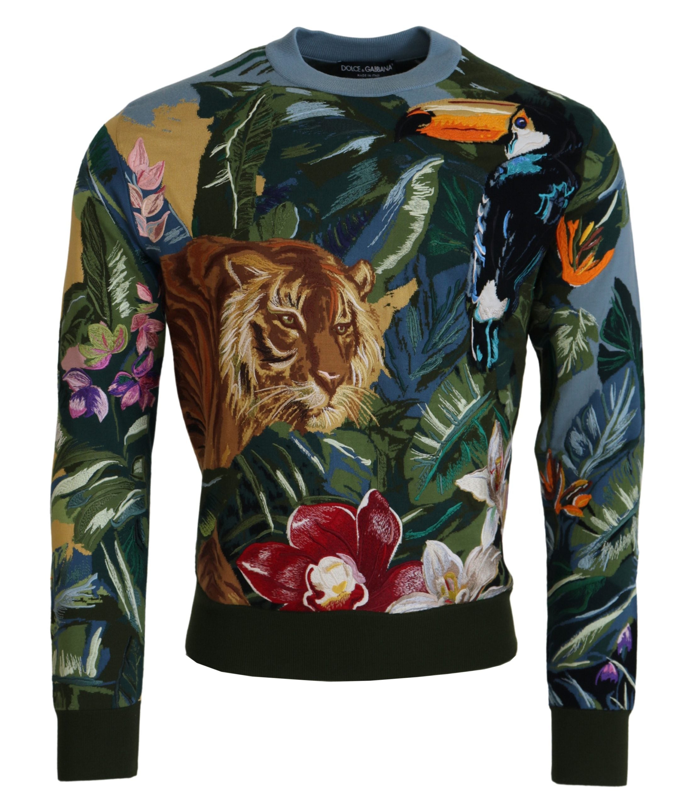 Dschungel-Pullover mit Woll-Seiden-Stickerei