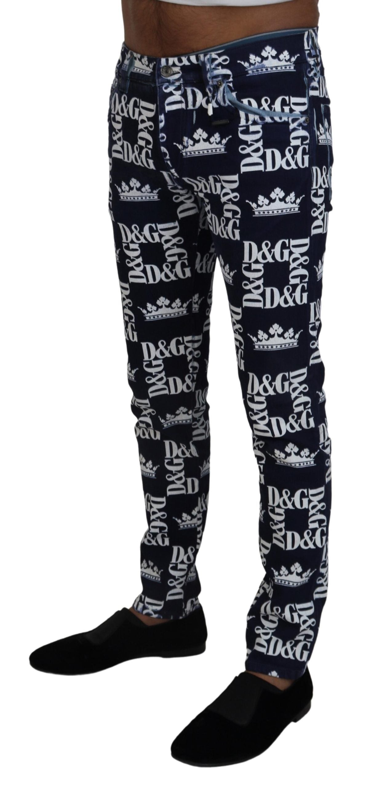 Elegante Denim-Hose mit Kronendruck