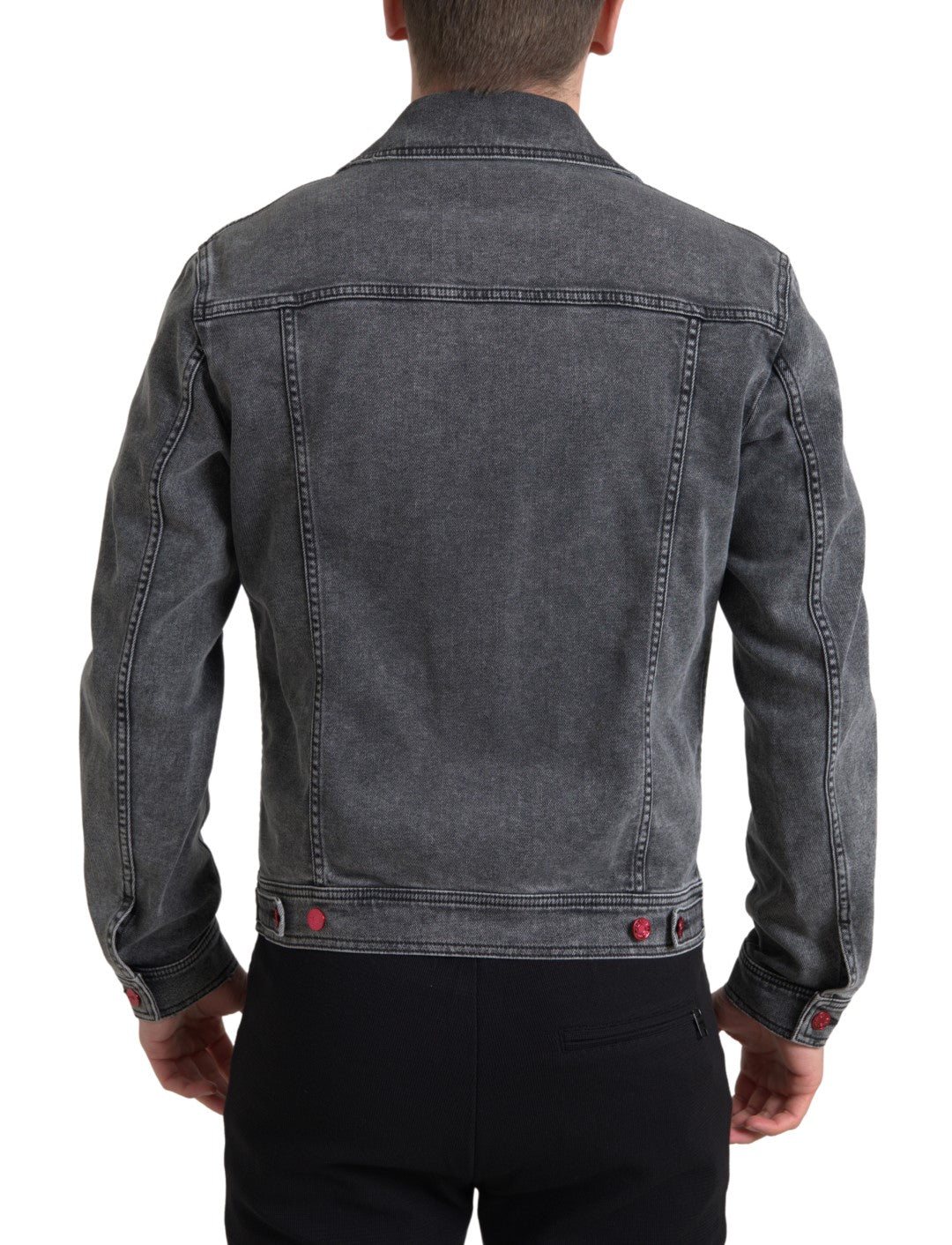 Elegante graue Stretch-Denim-Jacke