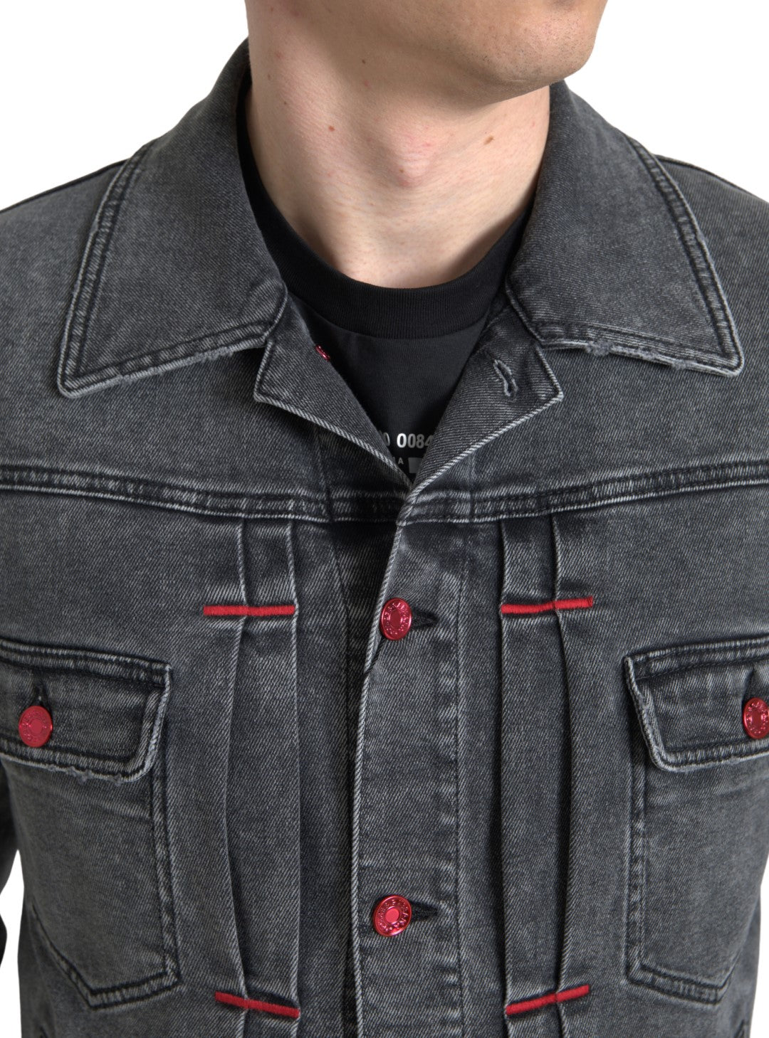 Elegante graue Stretch-Denim-Jacke
