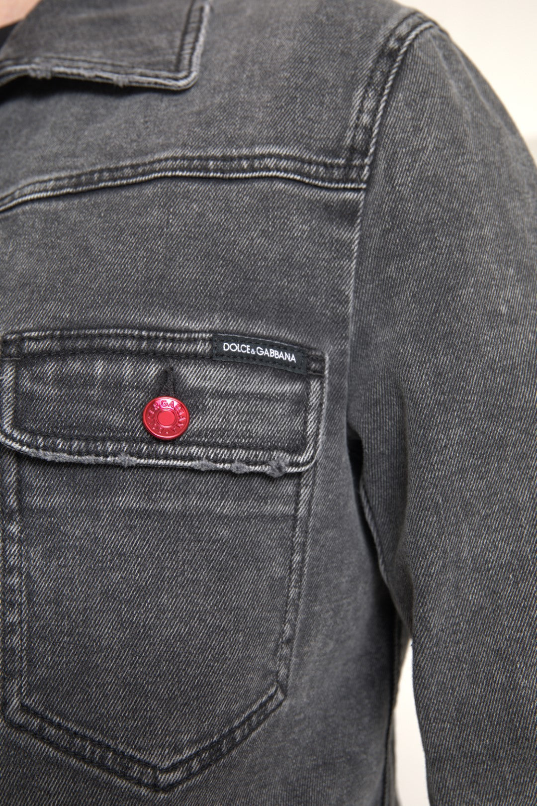 Elegante graue Stretch-Denim-Jacke