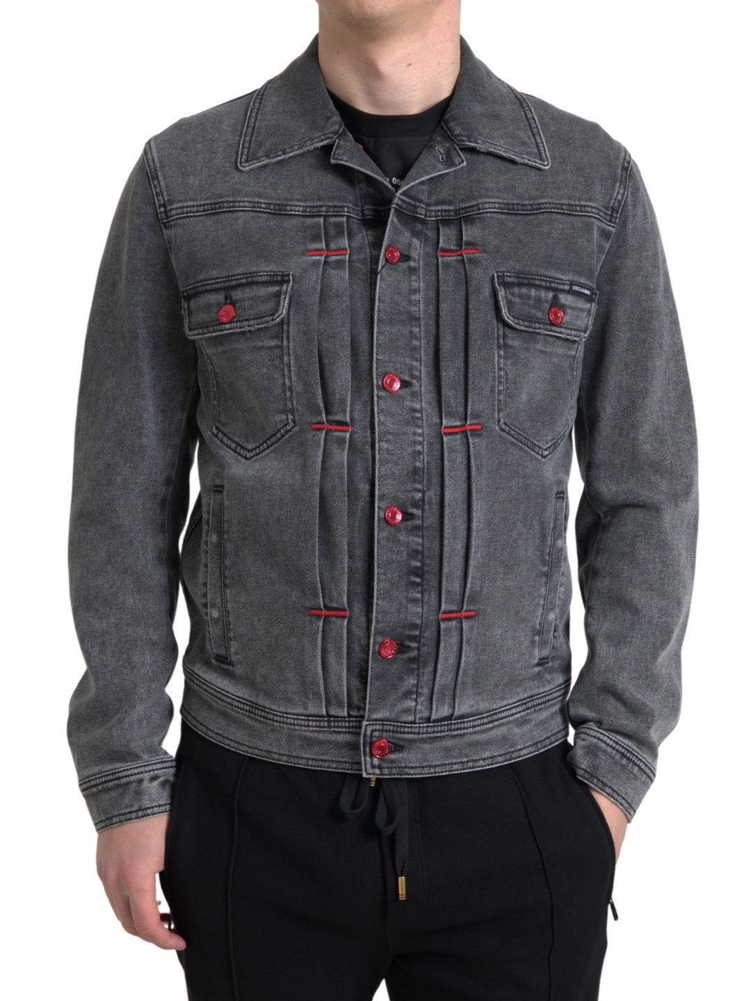 Elegante graue Stretch-Denim-Jacke