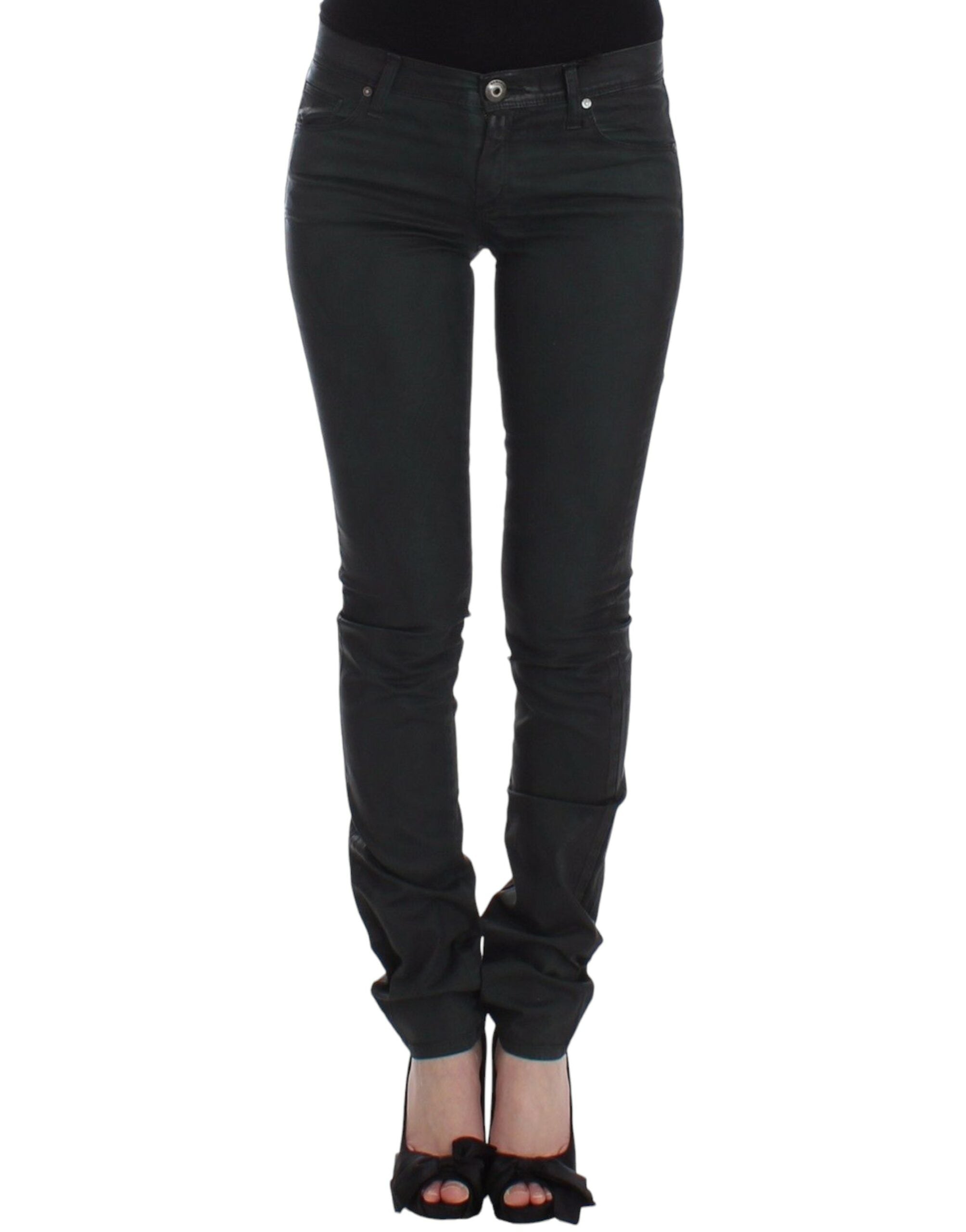Elegante dunkelgrüne Slim Fit Jeans