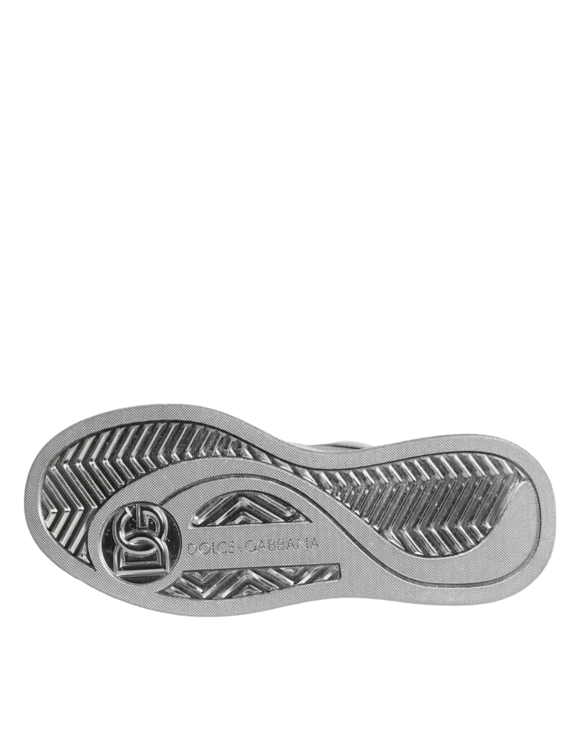 Weiß Silber Leder Low Top Sneakers Schuhe