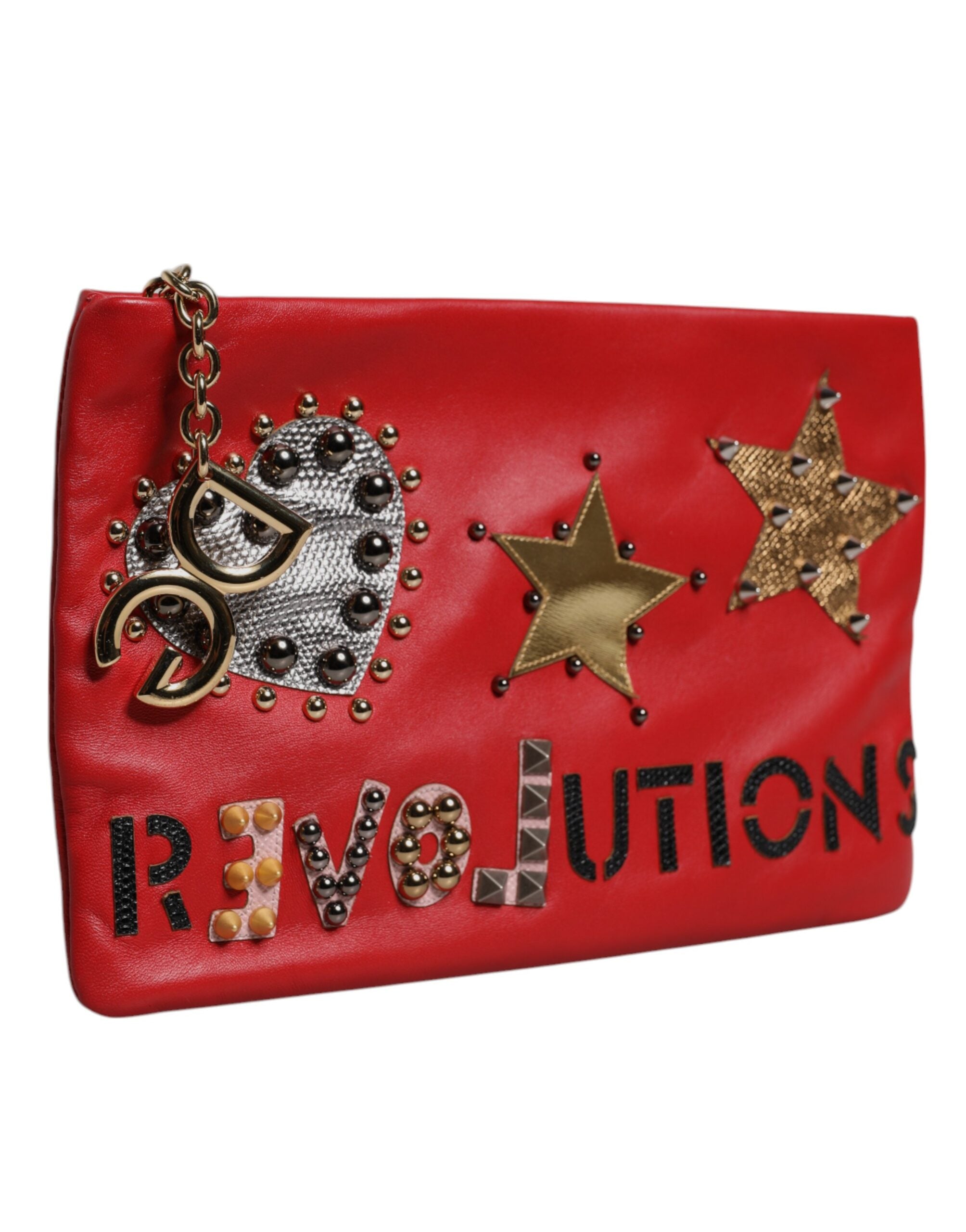 Rote Revolutions verschönerte Leder Clutch Tasche