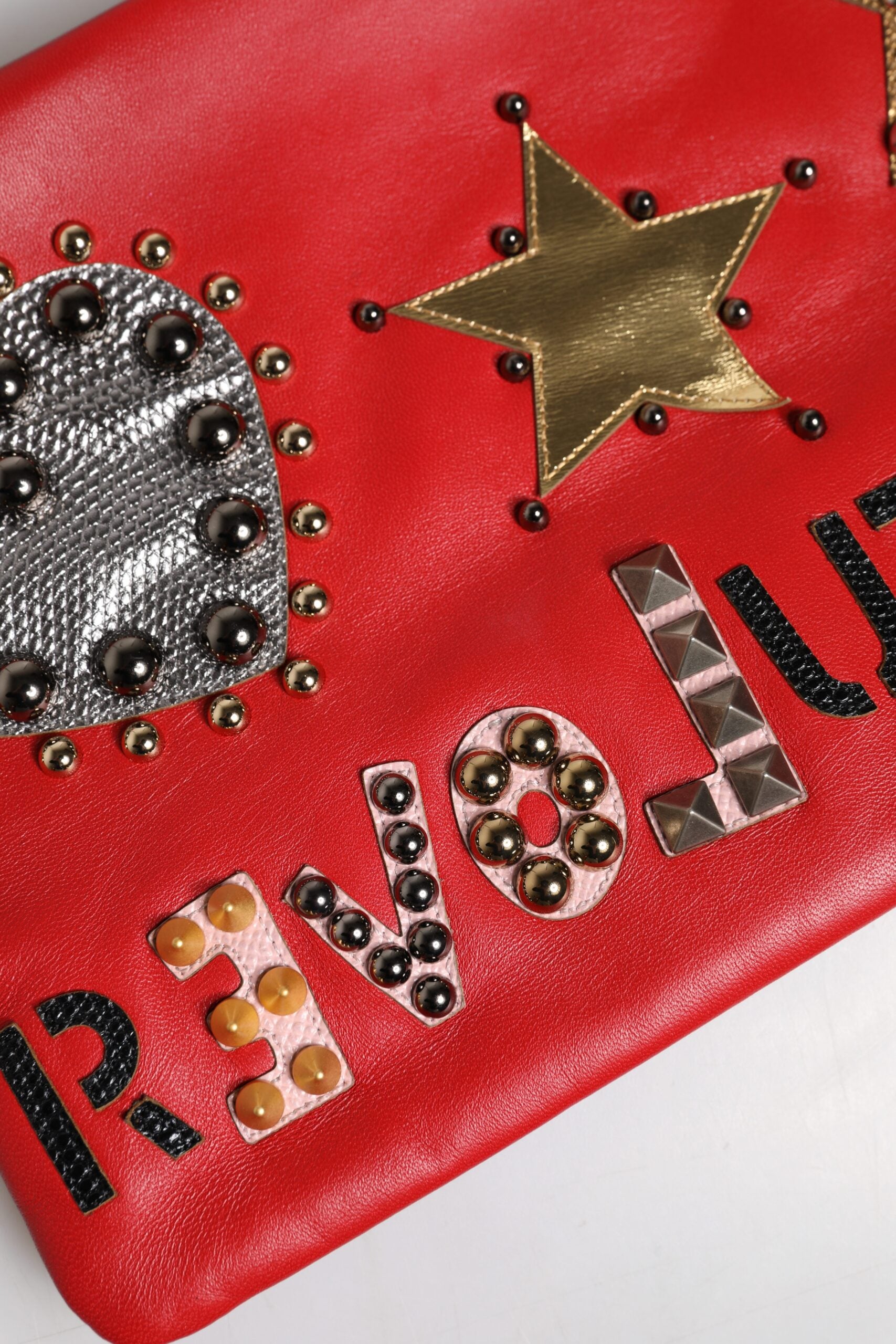 Rote Revolutions verschönerte Leder Clutch Tasche