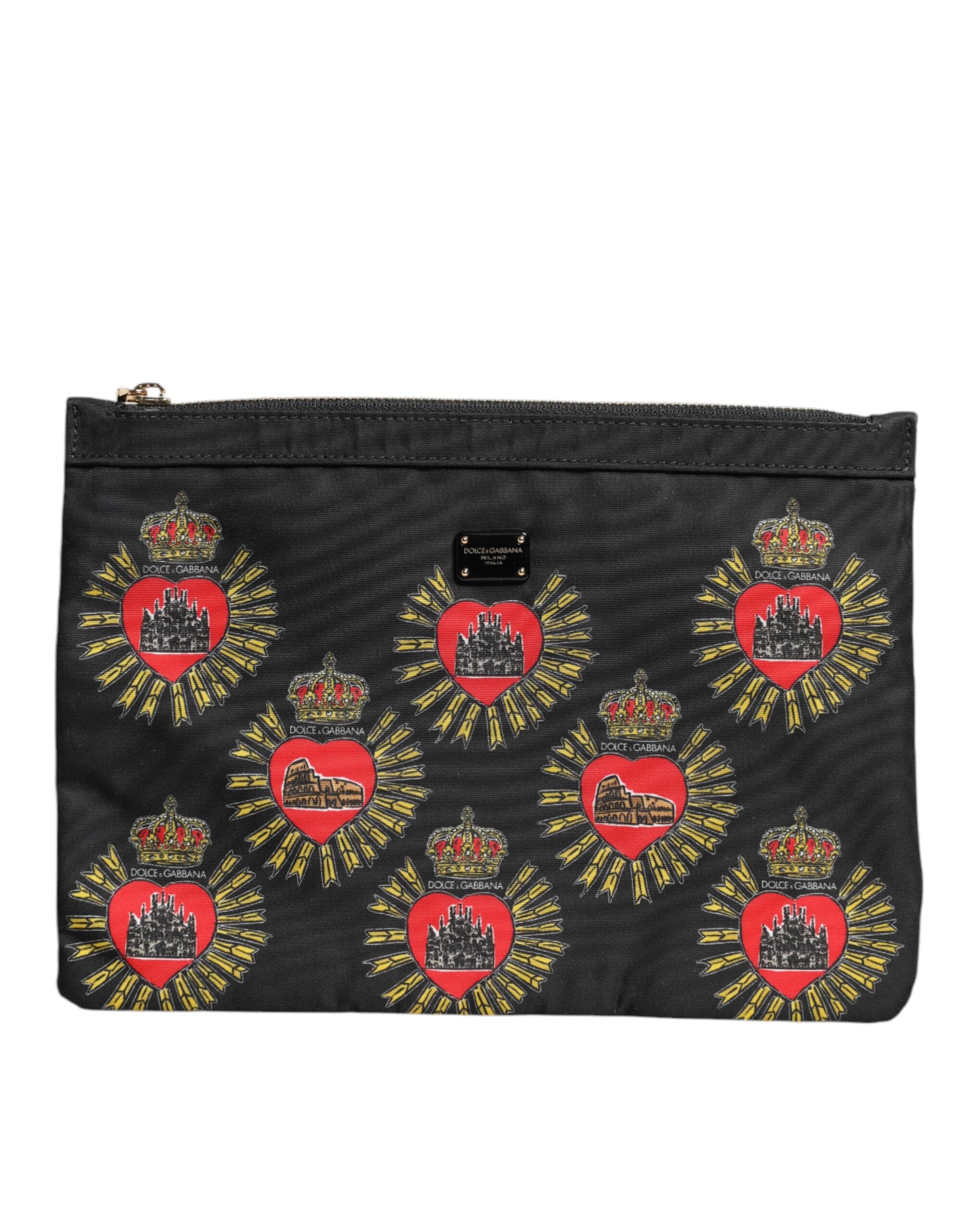Schwarzes rotes Nylon Heiliges Herz Clutch Pouch Tasche