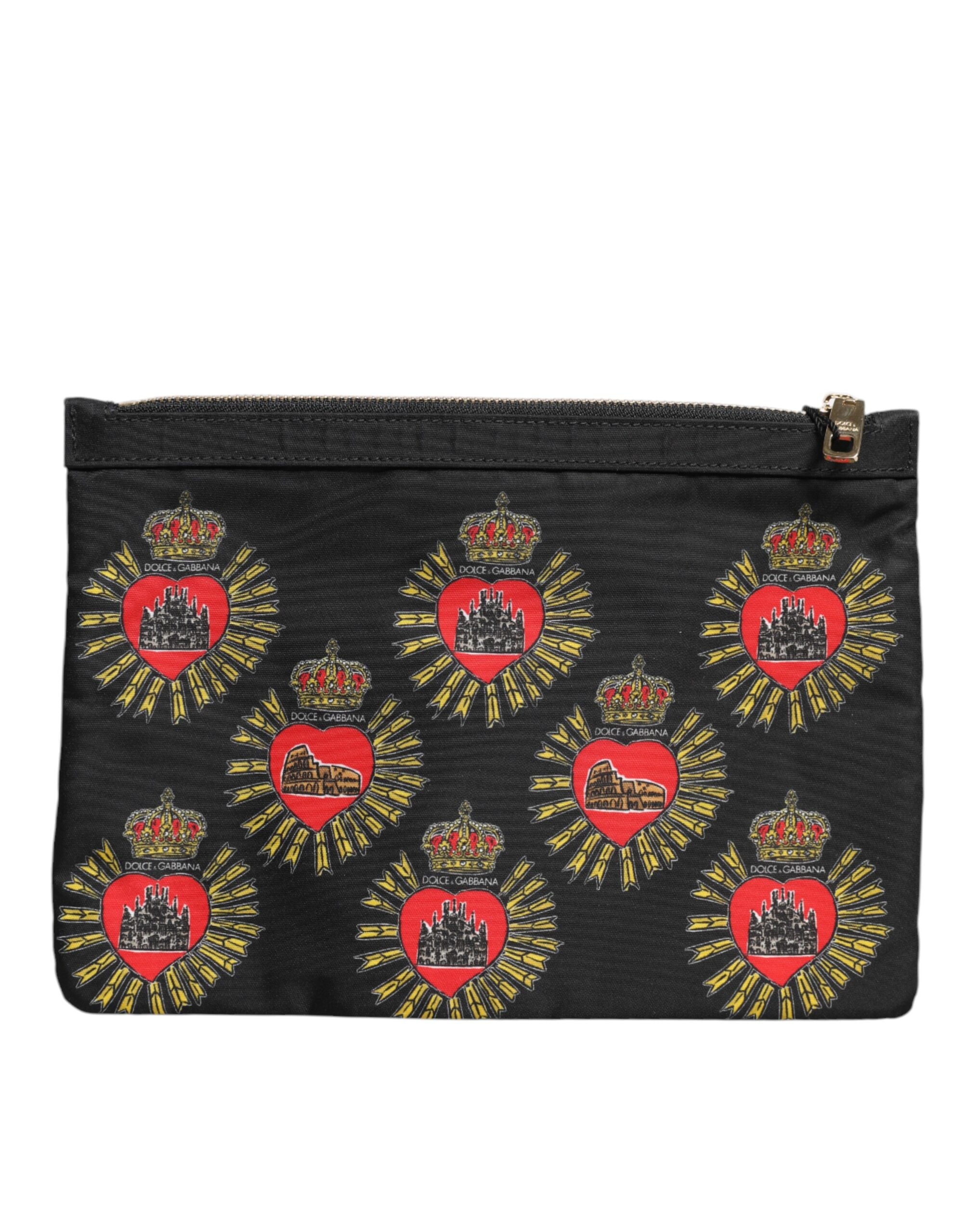 Schwarzes rotes Nylon Heiliges Herz Clutch Pouch Tasche